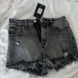 Fashion Nova Black Jean Shorts High-Waisted Distressed